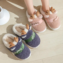 将图片加载到图库查看器，New Thick Sole Christmas Deer Slippers Women Men Indoor Warm Slipper Soft Plush Home Floor Winter Platform Shoes Boys And Girls House Slippers Kids Animal Indoor Slipper Fuzzy Toddler Home Shoes
