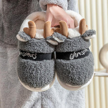 将图片加载到图库查看器，New Thick Sole Christmas Deer Slippers Women Men Indoor Warm Slipper Soft Plush Home Floor Winter Platform Shoes Boys And Girls House Slippers Kids Animal Indoor Slipper Fuzzy Toddler Home Shoes
