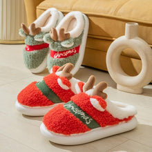 将图片加载到图库查看器，New Thick Sole Christmas Deer Slippers Women Men Indoor Warm Slipper Soft Plush Home Floor Winter Platform Shoes Boys And Girls House Slippers Kids Animal Indoor Slipper Fuzzy Toddler Home Shoes
