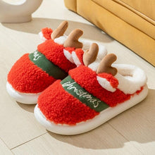 将图片加载到图库查看器，New Thick Sole Christmas Deer Slippers Women Men Indoor Warm Slipper Soft Plush Home Floor Winter Platform Shoes Boys And Girls House Slippers Kids Animal Indoor Slipper Fuzzy Toddler Home Shoes
