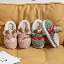 将图片加载到图库查看器，New Thick Sole Christmas Deer Slippers Women Men Indoor Warm Slipper Soft Plush Home Floor Winter Platform Shoes Boys And Girls House Slippers Kids Animal Indoor Slipper Fuzzy Toddler Home Shoes
