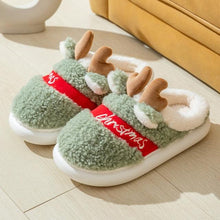 将图片加载到图库查看器，New Thick Sole Christmas Deer Slippers Women Men Indoor Warm Slipper Soft Plush Home Floor Winter Platform Shoes Boys And Girls House Slippers Kids Animal Indoor Slipper Fuzzy Toddler Home Shoes
