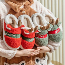 将图片加载到图库查看器，New Thick Sole Christmas Deer Slippers Women Men Indoor Warm Slipper Soft Plush Home Floor Winter Platform Shoes Boys And Girls House Slippers Kids Animal Indoor Slipper Fuzzy Toddler Home Shoes
