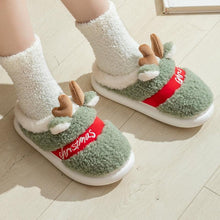 将图片加载到图库查看器，New Thick Sole Christmas Deer Slippers Women Men Indoor Warm Slipper Soft Plush Home Floor Winter Platform Shoes Boys And Girls House Slippers Kids Animal Indoor Slipper Fuzzy Toddler Home Shoes
