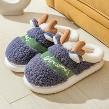 将图片加载到图库查看器，New Thick Sole Christmas Deer Slippers Women Men Indoor Warm Slipper Soft Plush Home Floor Winter Platform Shoes Boys And Girls House Slippers Kids Animal Indoor Slipper Fuzzy Toddler Home Shoes
