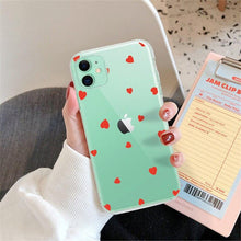 Load image into Gallery viewer, New Transparent Love Heart Phone Case For iPhone 11 12 Pro Max Shockproof Silicone Back Cover Cute Heart Pattern For Women Girls Clear Soft Flexible Durable Slim Hard Back Cases
