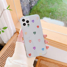 Load image into Gallery viewer, New Transparent Love Heart Phone Case For iPhone 11 12 Pro Max Shockproof Silicone Back Cover Cute Heart Pattern For Women Girls Clear Soft Flexible Durable Slim Hard Back Cases
