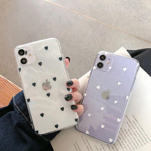 Load image into Gallery viewer, New Transparent Love Heart Phone Case For iPhone 11 12 Pro Max Shockproof Silicone Back Cover Cute Heart Pattern For Women Girls Clear Soft Flexible Durable Slim Hard Back Cases
