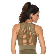 Load image into Gallery viewer, New Trendy Women's T-shirts Workout Sports Bra Yoga Vest Backless Solid Quick Dry Running Gym Sport bra Yoga Shirts
