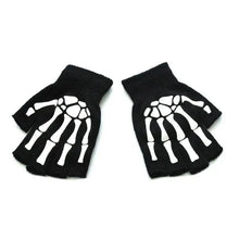 Load image into Gallery viewer, New TrendyHalf Finger Gloves Glow  Dark Fingerless Stretch Knitted Winter Mittens Men/Women's Skeleton Pattern Knit Gloves Fingerless Gloves
