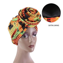 Load image into Gallery viewer, New Vintage African Print Stretch Bandana Head Wrap Long Scarf satin Floral Women Party Turban Headwear Cap Hair Accessories
