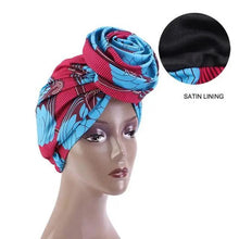 Load image into Gallery viewer, New Vintage African Print Stretch Bandana Head Wrap Long Scarf satin Floral Women Party Turban Headwear Cap Hair Accessories
