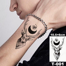 Load image into Gallery viewer, New Waterproof Temporary Tattoo Sticker Deer Animal Flash Tatoo Black Line Body Art Small Decorative Design For Womens Boys
