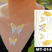 将图片加载到图库查看器，New Waterproof Temporary Tattoo Sticker Golden Silver Flower Jewelry Flash Fashion Different Design Tattoos For Womens
