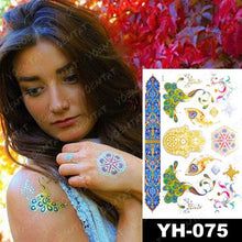 将图片加载到图库查看器，New Waterproof Temporary Tattoo Sticker Golden Silver Flower Jewelry Flash Fashion Different Design Tattoos For Womens
