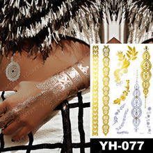 将图片加载到图库查看器，New Waterproof Temporary Tattoo Sticker Golden Silver Flower Jewelry Flash Fashion Different Design Tattoos For Womens
