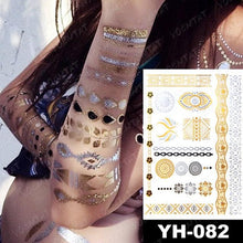 将图片加载到图库查看器，New Waterproof Temporary Tattoo Sticker Golden Silver Flower Jewelry Flash Fashion Different Design Tattoos For Womens
