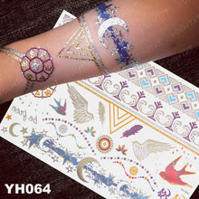 将图片加载到图库查看器，New Waterproof Temporary Tattoo Sticker Golden Silver Flower Jewelry Flash Fashion Different Design Tattoos For Womens
