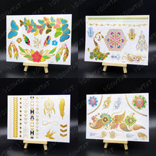 将图片加载到图库查看器，New Waterproof Temporary Tattoo Sticker Golden Silver Flower Jewelry Flash Fashion Different Design Tattoos For Womens
