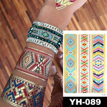 将图片加载到图库查看器，New Waterproof Temporary Tattoo Sticker Golden Silver Flower Jewelry Flash Fashion Different Design Tattoos For Womens
