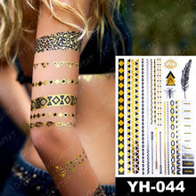 将图片加载到图库查看器，New Waterproof Temporary Tattoo Sticker Golden Silver Flower Jewelry Flash Fashion Different Design Tattoos For Womens

