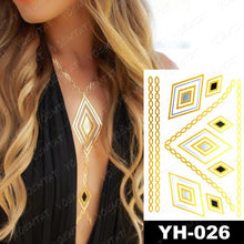 将图片加载到图库查看器，New Waterproof Temporary Tattoo Sticker Golden Silver Flower Jewelry Flash Fashion Different Design Tattoos For Womens
