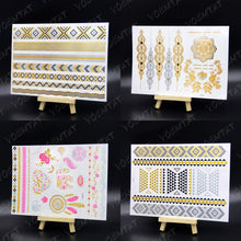 将图片加载到图库查看器，New Waterproof Temporary Tattoo Sticker Golden Silver Flower Jewelry Flash Fashion Different Design Tattoos For Womens

