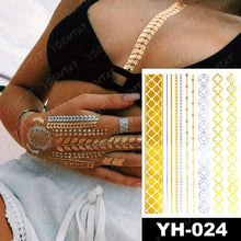 将图片加载到图库查看器，New Waterproof Temporary Tattoo Sticker Golden Silver Flower Jewelry Flash Fashion Different Design Tattoos For Womens
