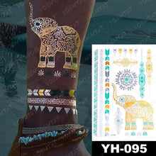 将图片加载到图库查看器，New Waterproof Temporary Tattoo Sticker Golden Silver Flower Jewelry Flash Fashion Different Design Tattoos For Womens
