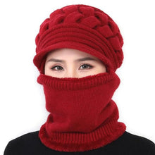 Load image into Gallery viewer, New Winter Balaclava Beanies Mother Hat Women Warm Thick Skellies Riding Outdoor Hats Gorgas Stripes Beanie Cap Mask Scarf Hat Set Outdoor Sport Warm Beanies Hat For Men Knitted Hats Bandana Hiking Camping Kid Neck Warmer Cap
