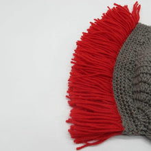 将图片加载到图库查看器，New Winter Handmade Funny Hats Cool Red Tassel Roman Knight Helmet Mask Beanies Cosplay Caps Men Women Gag Party Gifts Men's Handmade Beanie Knit Funny Hat Cosplay Roman Knight Helmet Cap Wig Beard Hats Handmade Knit Warm Winter Caps Ski Funny Mask Beanie
