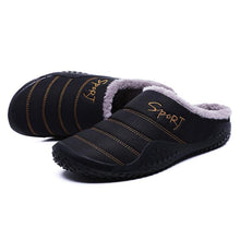 将图片加载到图库查看器，New Winter Slippers For Men Warm Indoor Shoes Short Plush Flat Heel Slipper Waterproof Nonslip Home Slippers Slip-on House Shoes With Arch Support Warm Faux Fur Lined Rubber Sole
