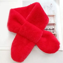 Load image into Gallery viewer, New Winter Solid Color Warm Thicken Soft Collar Scarf Faux Rabbit Fur Neckerchief Plush Warm Hot Scarfs Cross Collar Scarf Shawl Solid With Pearl Elegant For Women
