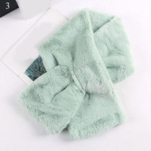 Load image into Gallery viewer, New Winter Solid Color Warm Thicken Soft Collar Scarf Faux Rabbit Fur Neckerchief Plush Warm Hot Scarfs Cross Collar Scarf Shawl Solid With Pearl Elegant For Women
