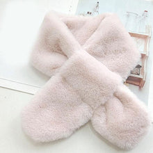 Load image into Gallery viewer, New Winter Solid Color Warm Thicken Soft Collar Scarf Faux Rabbit Fur Neckerchief Plush Warm Hot Scarfs Cross Collar Scarf Shawl Solid With Pearl Elegant For Women
