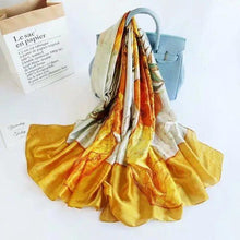 Load image into Gallery viewer, New Women Autumn Winter Fashion Silk Scarf Shawl Beach Headband Female Casual Wear Beach Friendly Spring Silk Scarf Flower Print Silk Scarves Shawls and Wraps Long Size Beach Stoles

