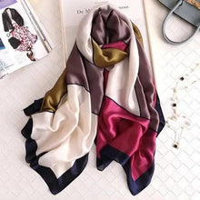 Load image into Gallery viewer, New Women Autumn Winter Fashion Silk Scarf Shawl Beach Headband Female Casual Wear Beach Friendly Spring Silk Scarf Flower Print Silk Scarves Shawls and Wraps Long Size Beach Stoles
