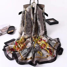 Load image into Gallery viewer, New Women Autumn Winter Fashion Silk Scarf Shawl Beach Headband Female Casual Wear Beach Friendly Spring Silk Scarf Flower Print Silk Scarves Shawls and Wraps Long Size Beach Stoles
