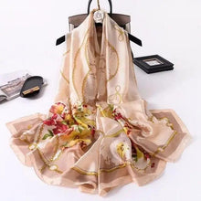 Load image into Gallery viewer, New Women Autumn Winter Fashion Silk Scarf Shawl Beach Headband Female Casual Wear Beach Friendly Spring Silk Scarf Flower Print Silk Scarves Shawls and Wraps Long Size Beach Stoles
