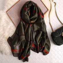 Load image into Gallery viewer, New Women Autumn Winter Fashion Silk Scarf Shawl Beach Headband Female Casual Wear Beach Friendly Spring Silk Scarf Flower Print Silk Scarves Shawls and Wraps Long Size Beach Stoles
