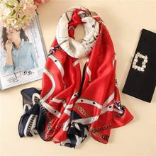 Load image into Gallery viewer, New Women Autumn Winter Fashion Silk Scarf Shawl Beach Headband Female Casual Wear Beach Friendly Spring Silk Scarf Flower Print Silk Scarves Shawls and Wraps Long Size Beach Stoles

