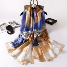 Load image into Gallery viewer, New Women Autumn Winter Fashion Silk Scarf Shawl Beach Headband Female Casual Wear Beach Friendly Spring Silk Scarf Flower Print Silk Scarves Shawls and Wraps Long Size Beach Stoles

