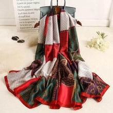 Load image into Gallery viewer, New Women Autumn Winter Fashion Silk Scarf Shawl Beach Headband Female Casual Wear Beach Friendly Spring Silk Scarf Flower Print Silk Scarves Shawls and Wraps Long Size Beach Stoles
