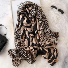 Load image into Gallery viewer, New Women Autumn Winter Fashion Silk Scarf Shawl Beach Headband Female Casual Wear Beach Friendly Spring Silk Scarf Flower Print Silk Scarves Shawls and Wraps Long Size Beach Stoles
