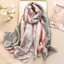 Load image into Gallery viewer, New Women Autumn Winter Fashion Silk Scarf Shawl Beach Headband Female Casual Wear Beach Friendly Spring Silk Scarf Flower Print Silk Scarves Shawls and Wraps Long Size Beach Stoles

