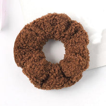 将图片加载到图库查看器，New Women Cute Teddy Velvet Scrunchies Elastic Hair Band Faux Fur Hair Rope Girl's Hair Tie Accessories Ponytail Holder Accessories for Women And Girls
