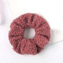 将图片加载到图库查看器，New Women Cute Teddy Velvet Scrunchies Elastic Hair Band Faux Fur Hair Rope Girl's Hair Tie Accessories Ponytail Holder Accessories for Women And Girls
