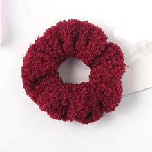 将图片加载到图库查看器，New Women Cute Teddy Velvet Scrunchies Elastic Hair Band Faux Fur Hair Rope Girl's Hair Tie Accessories Ponytail Holder Accessories for Women And Girls
