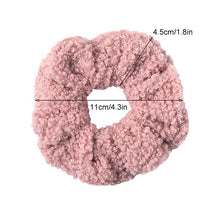 将图片加载到图库查看器，New Women Cute Teddy Velvet Scrunchies Elastic Hair Band Faux Fur Hair Rope Girl's Hair Tie Accessories Ponytail Holder Accessories for Women And Girls
