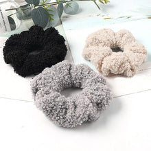 将图片加载到图库查看器，New Women Cute Teddy Velvet Scrunchies Elastic Hair Band Faux Fur Hair Rope Girl's Hair Tie Accessories Ponytail Holder Accessories for Women And Girls

